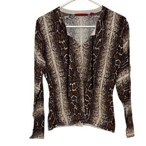 Red Women’s Brown Snakeskin Long Sleeve Casual Top Size Medium